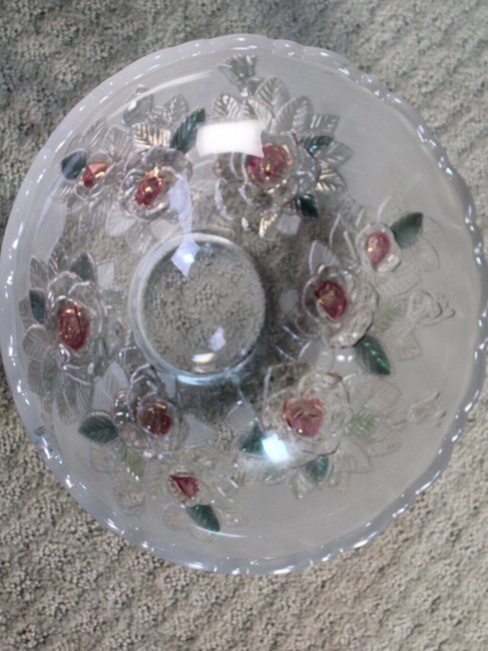 Vtg Mikasa Studio Nova "Festive Flower" Frosted Glass Centerpiece Serving Bowl